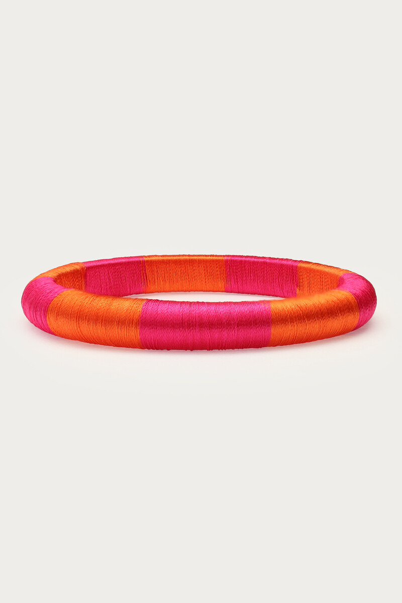 Pink striped narrow yarn bangle | My Jewellery