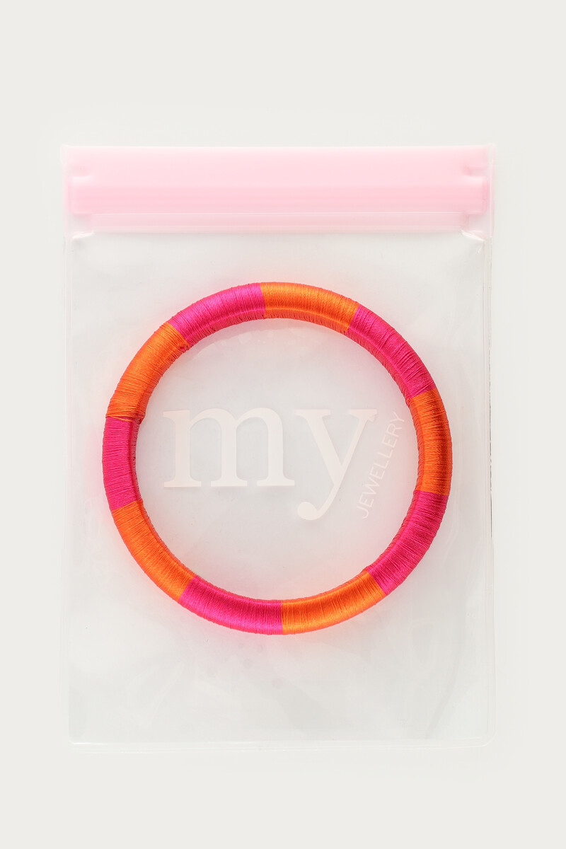 Pink striped narrow yarn bangle | My Jewellery