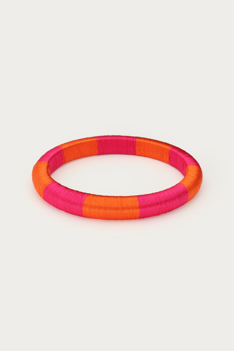 Pink striped narrow yarn bangle | My Jewellery