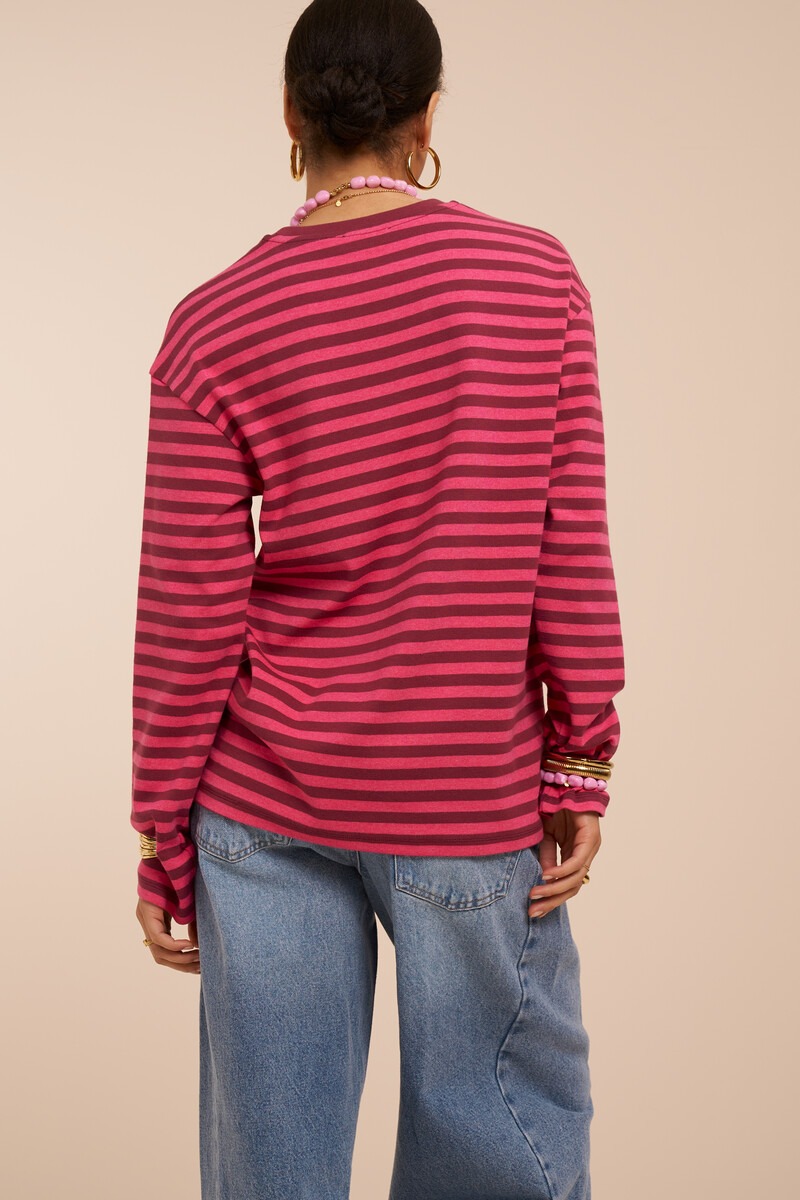 Pink striped T-shirt with long sleeves | My Jewellery