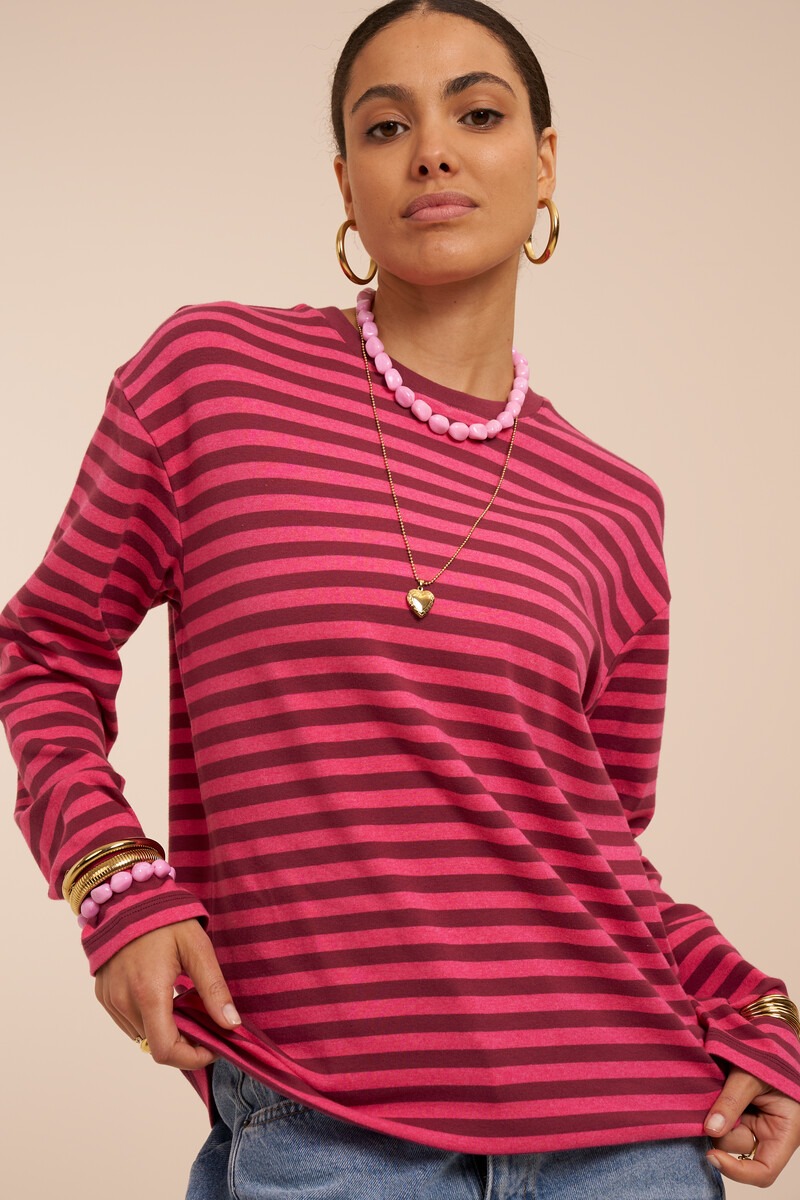 Pink striped T-shirt with long sleeves | My Jewellery