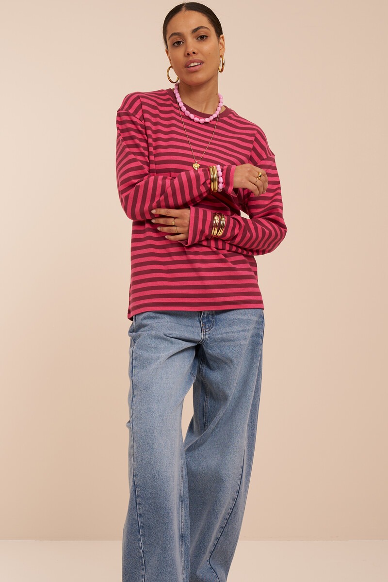 Pink striped T-shirt with long sleeves | My Jewellery