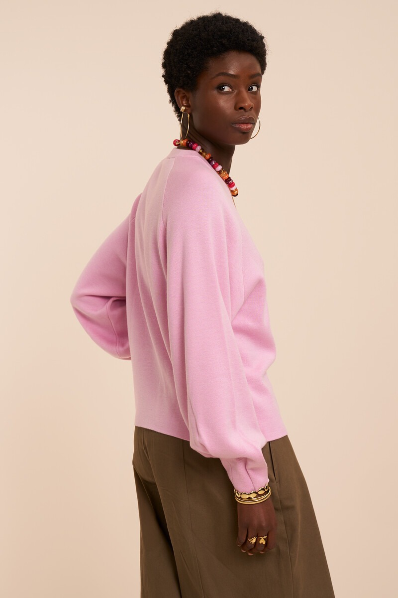 Pink sweater with barrel sleeves | My Jewellery