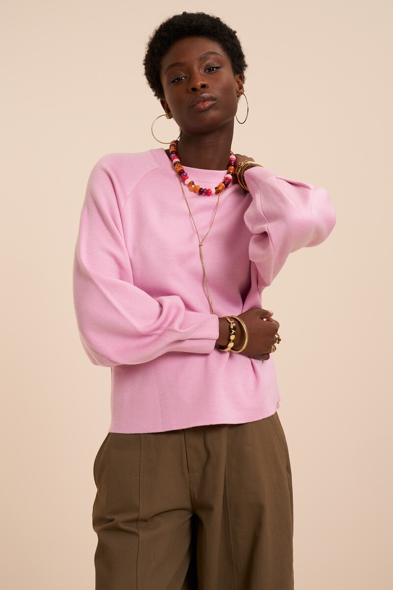 Pink sweater with barrel sleeves | My Jewellery