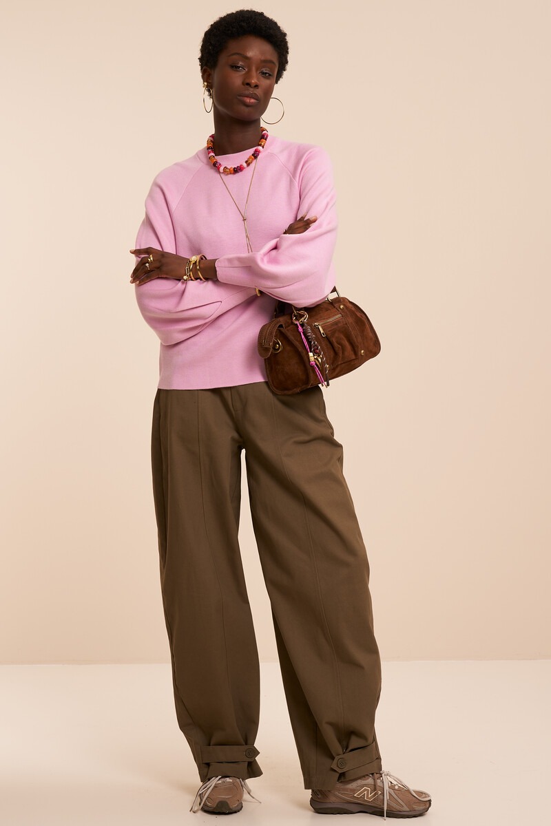 Pink sweater with barrel sleeves | My Jewellery