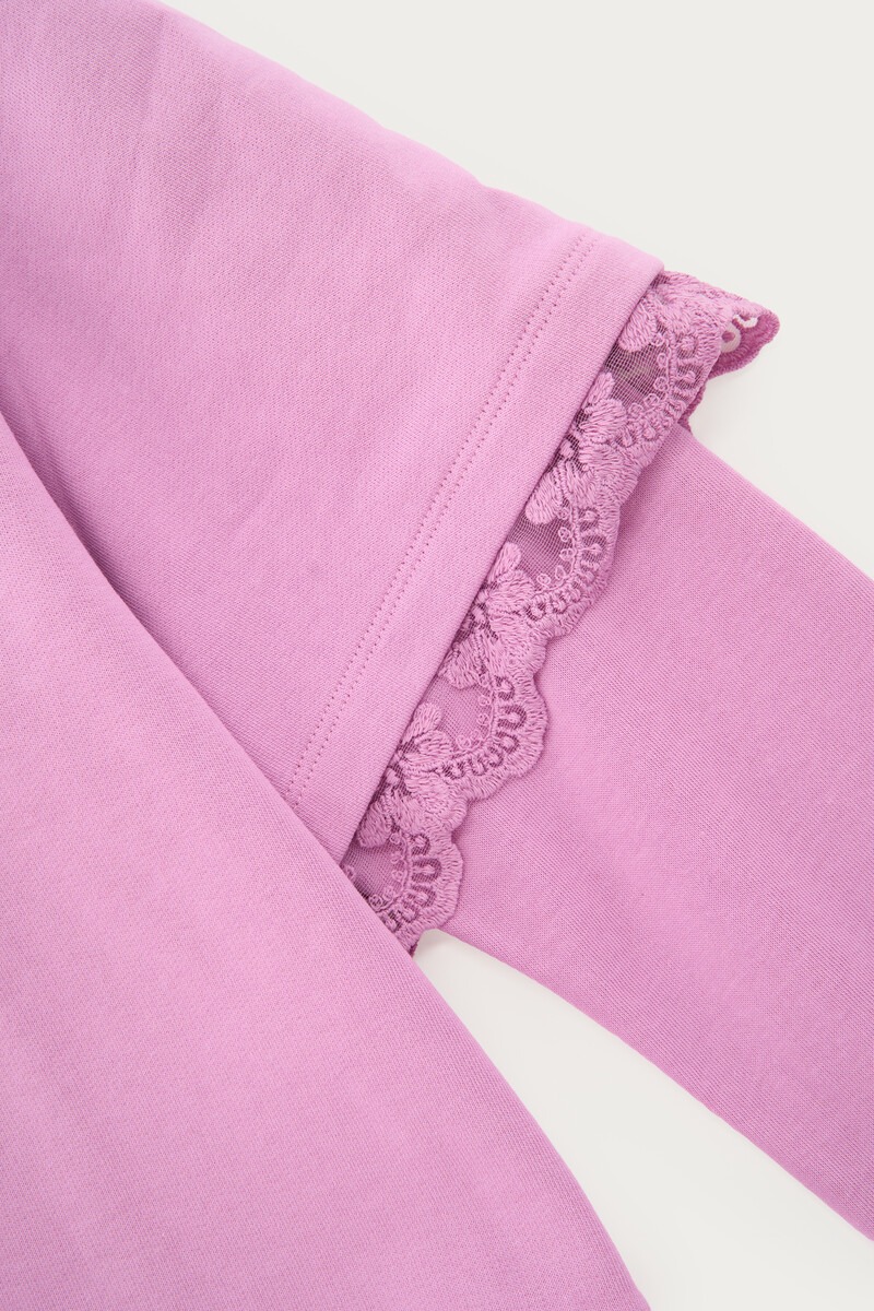 Pink sweater with double sleeves and lace details | My Jewellery