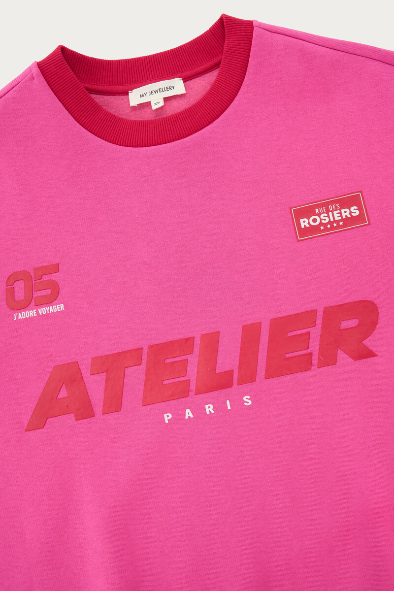 Pink sweatshirt with red details 'Atelier Paris' | My Jewellery