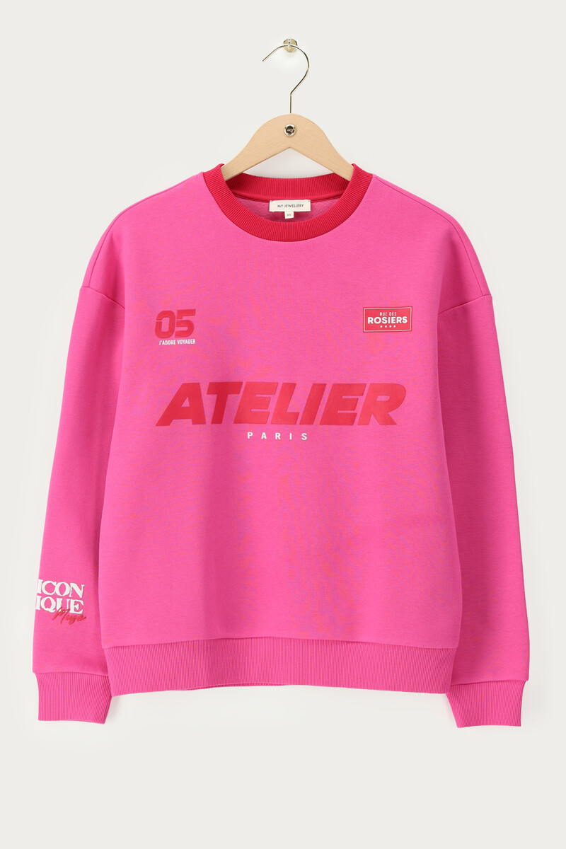 Pink sweatshirt with red details 'Atelier Paris' | My Jewellery