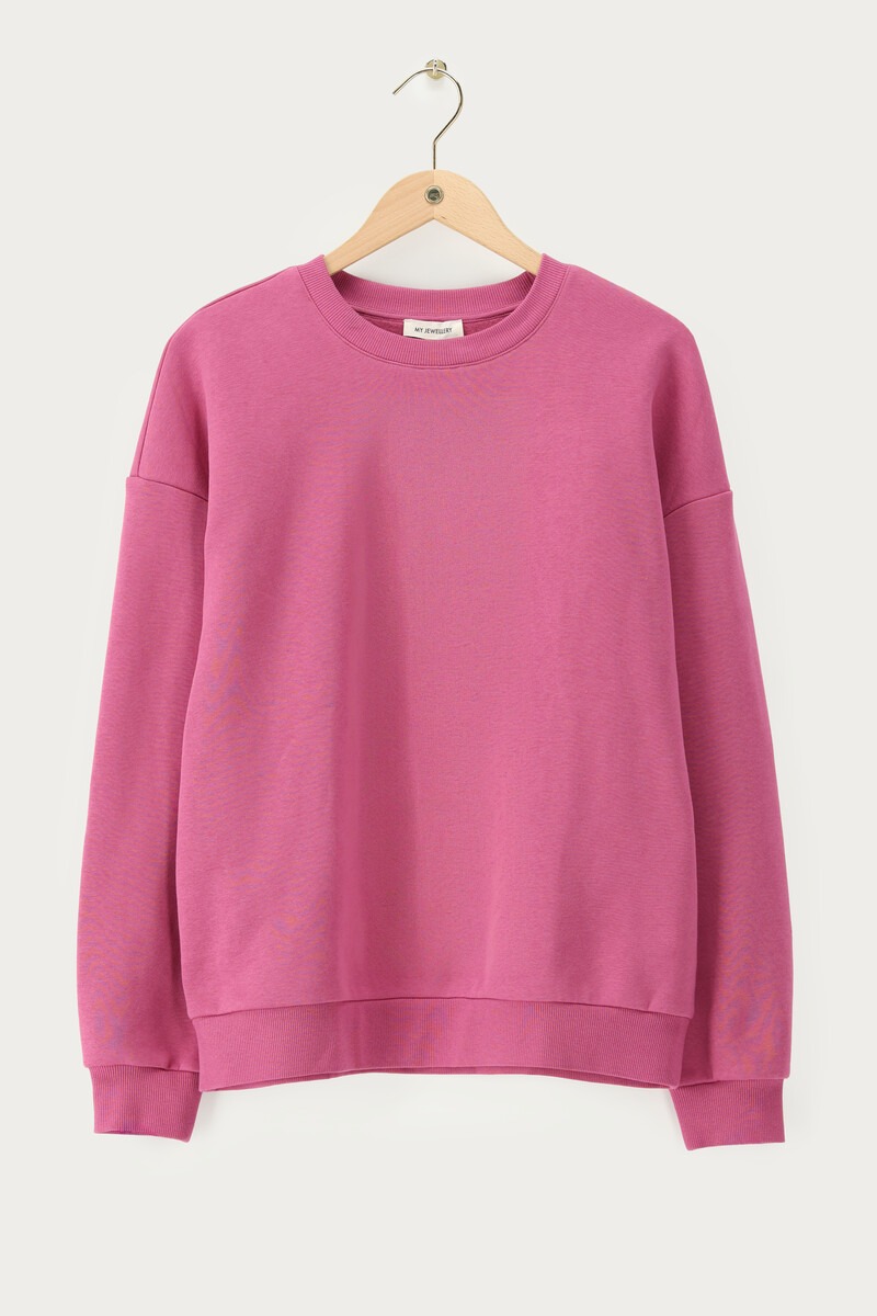 Pink sweater with fringes and label | My Jewellery