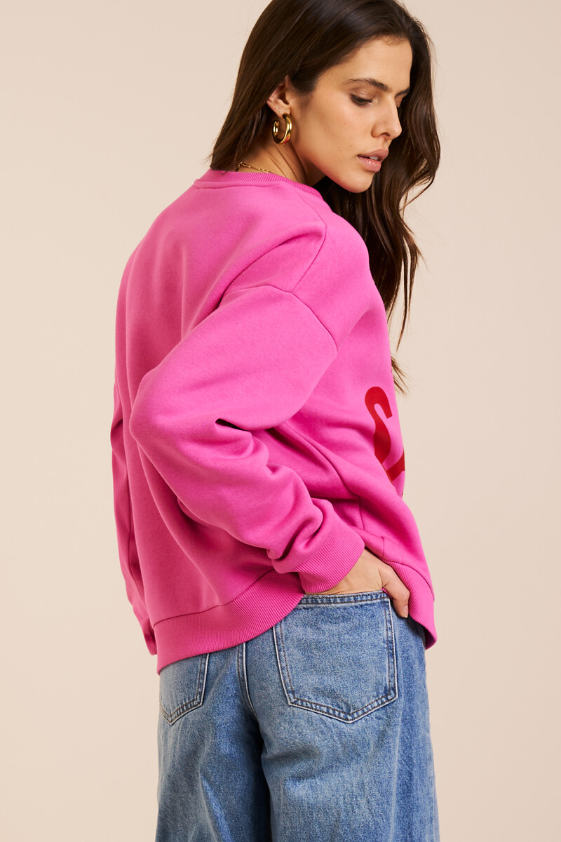 Pink sweatshirt with red print "Rue saint honoré" | My Jewellery