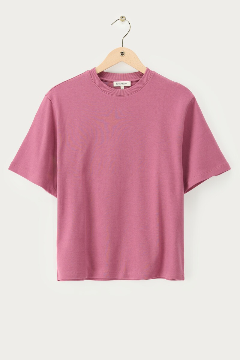 Pink T-shirt with floral print squares | My Jewellery