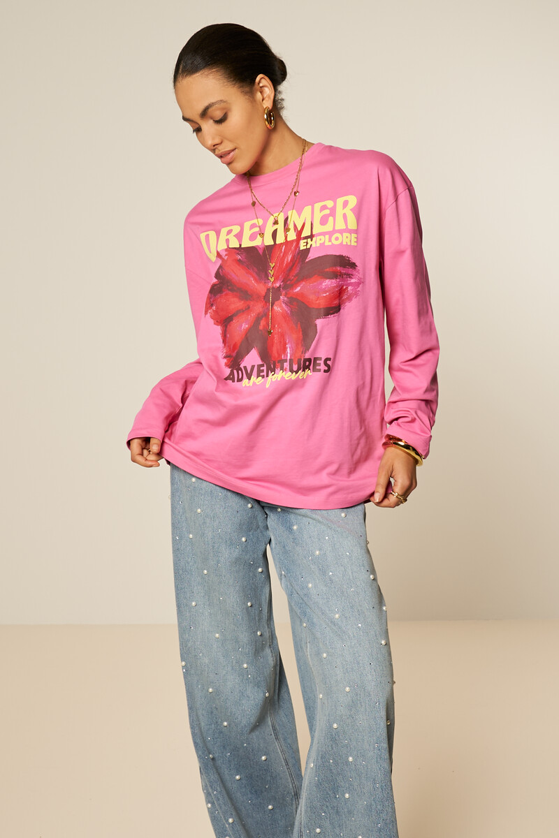 Pink long-sleeved T-shirt "Dreamers" | My Jewellery