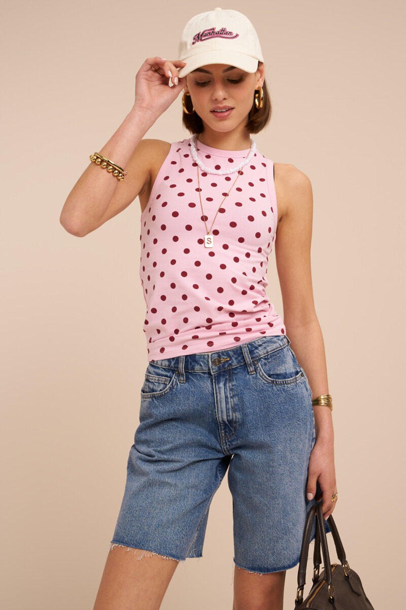 Pink tank top with polka dot | My Jewellery