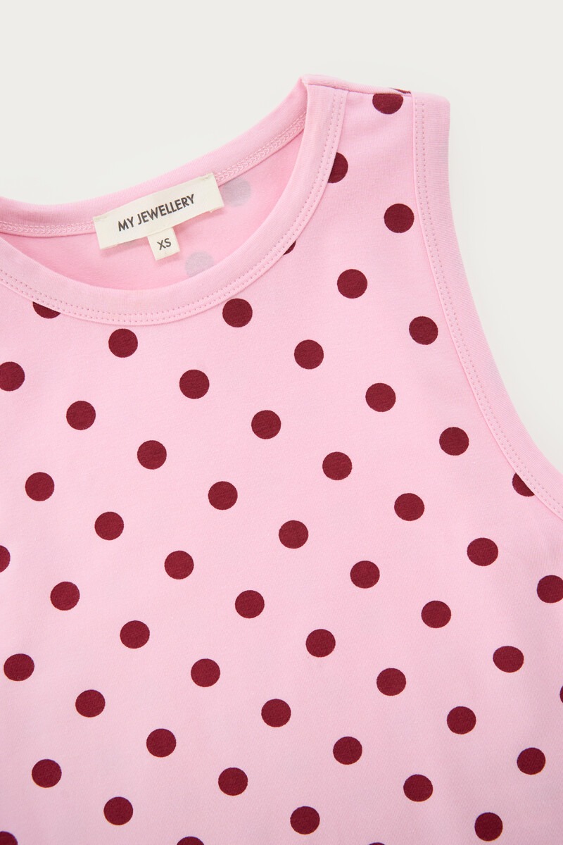 Pink tank top with polka dot | My Jewellery