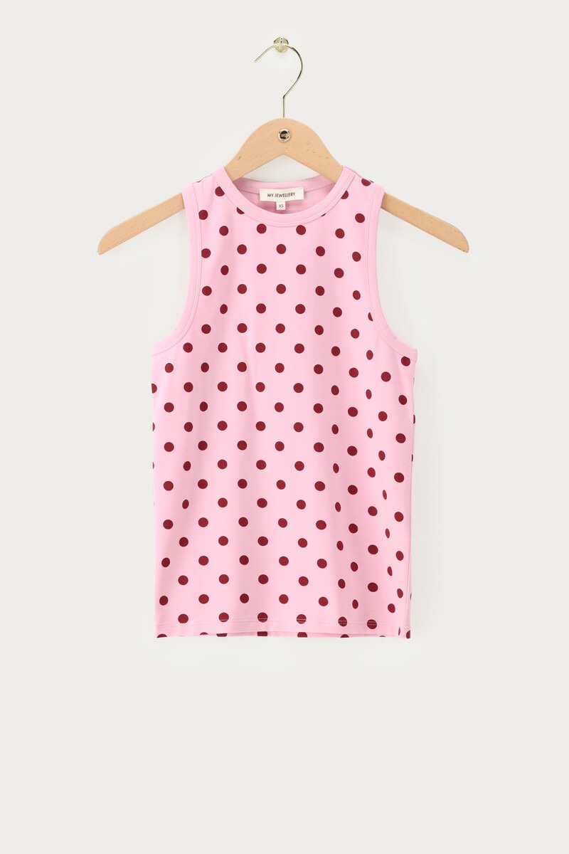 Pink tank top with polka dot | My Jewellery