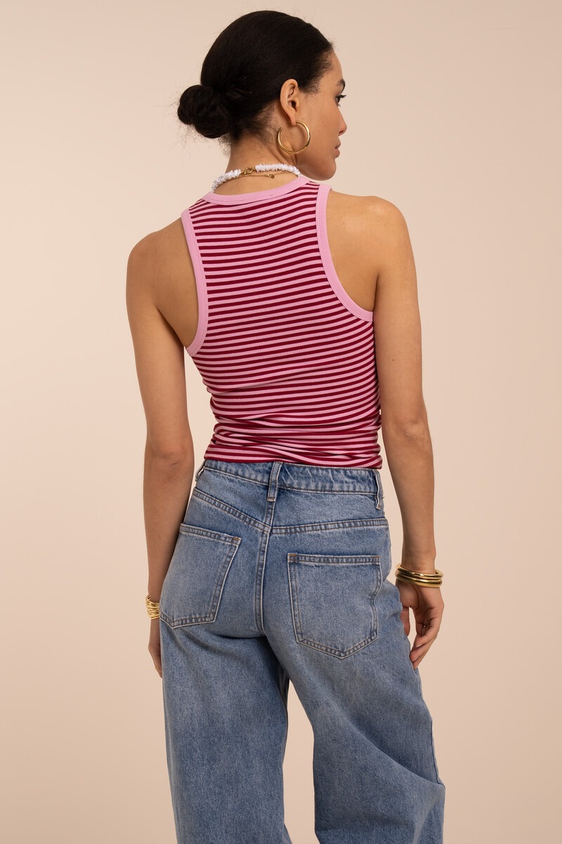 Pink tank top with stripes | My Jewellery