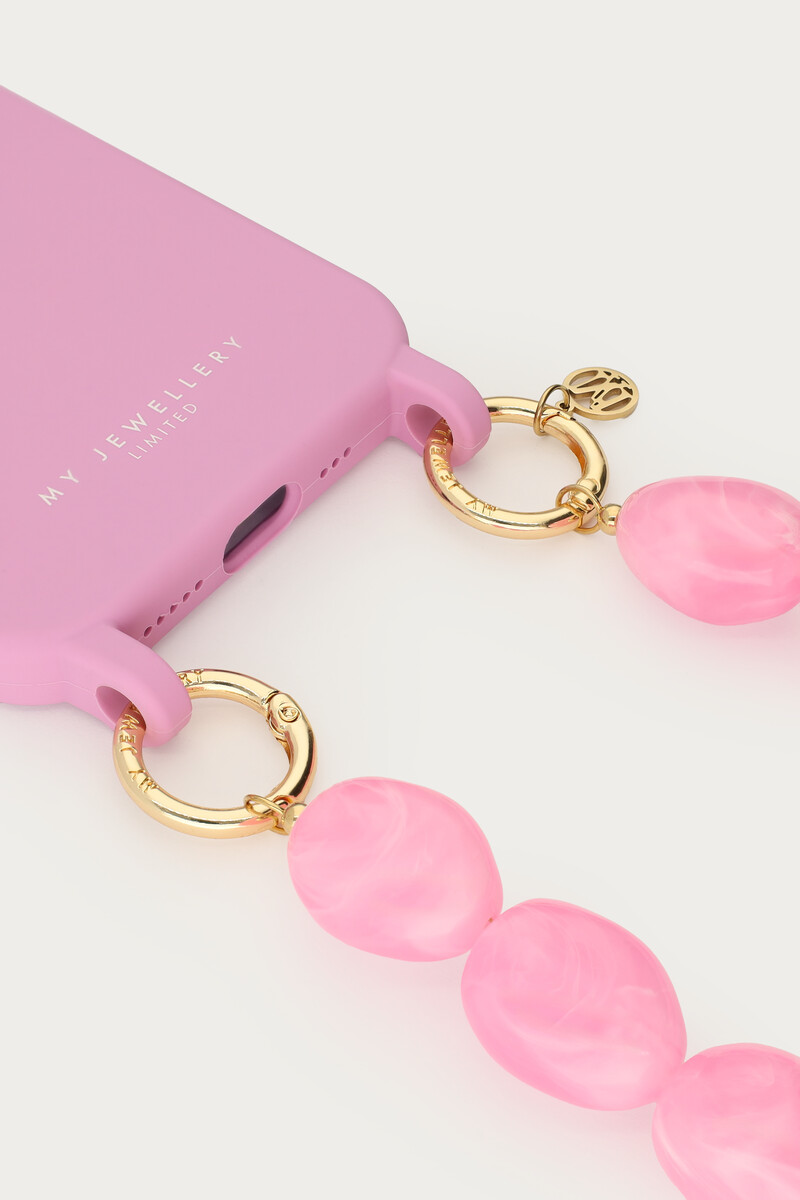 Pink phone cord with resin beads | My Jewellery
