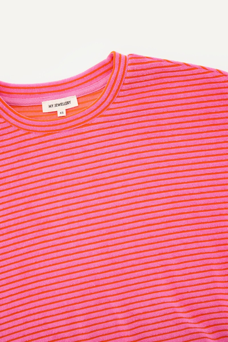 Pink terry T-shirt with stripes | My Jewellery
