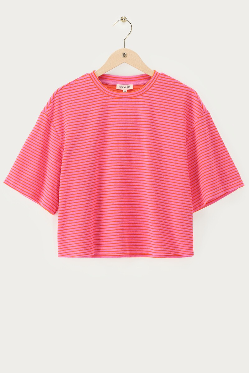 Pink terry T-shirt with stripes | My Jewellery