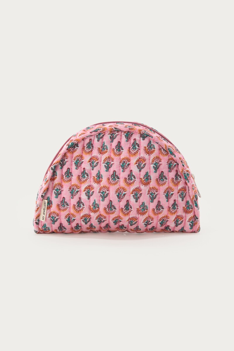 Pink toiletry bag with india print | My Jewellery