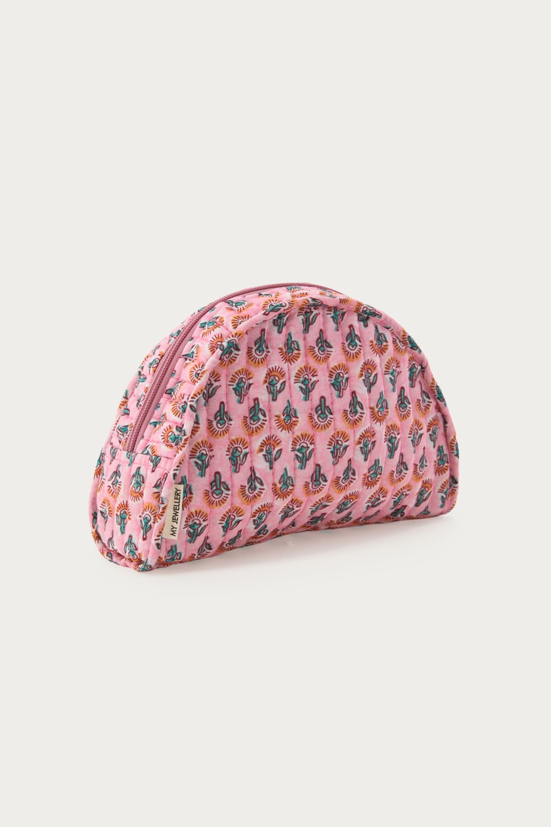Pink toiletry bag with india print | My Jewellery