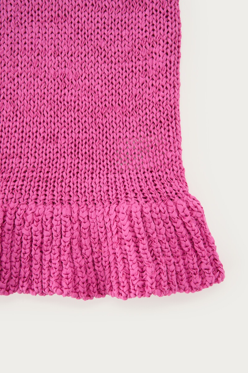 Pink tape-yarn top with peplum | My Jewellery