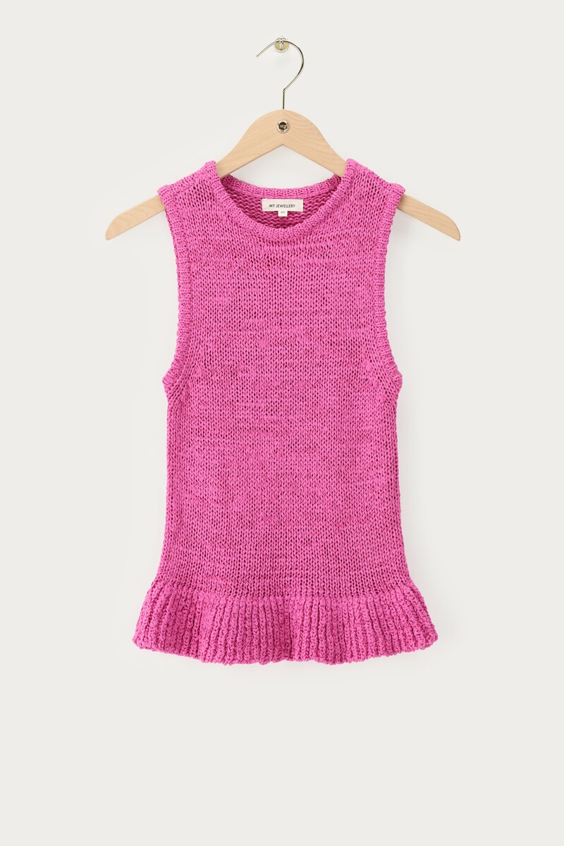 Pink tape-yarn top with peplum | My Jewellery