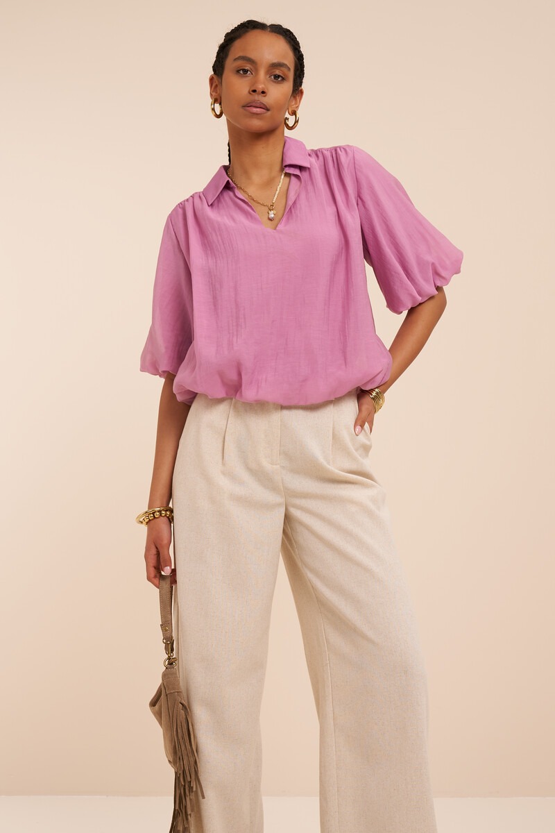 Pink top with short balloon sleeves | My Jewellery
