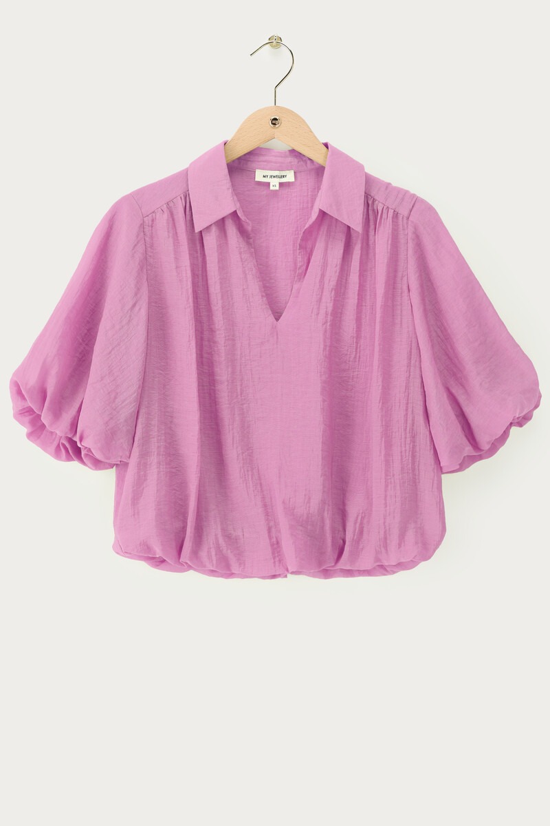 Pink top with short balloon sleeves | My Jewellery