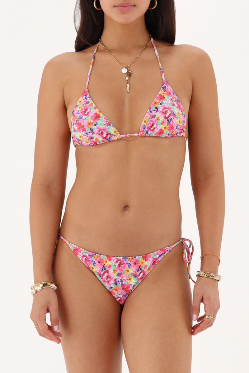 Pink triangle bikini set with flowers | My Jewellery