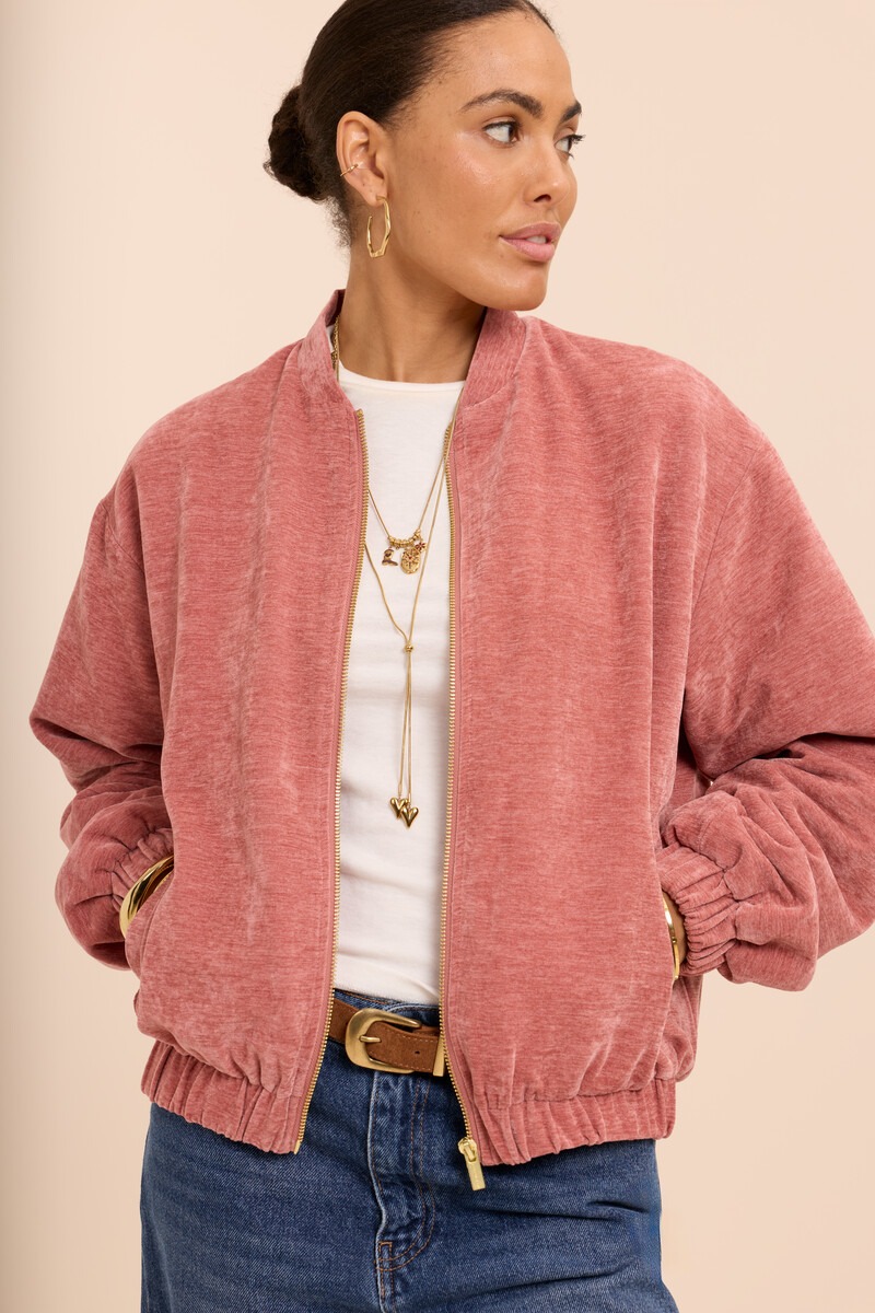 Pink velvet padded jacket | My Jewellery
