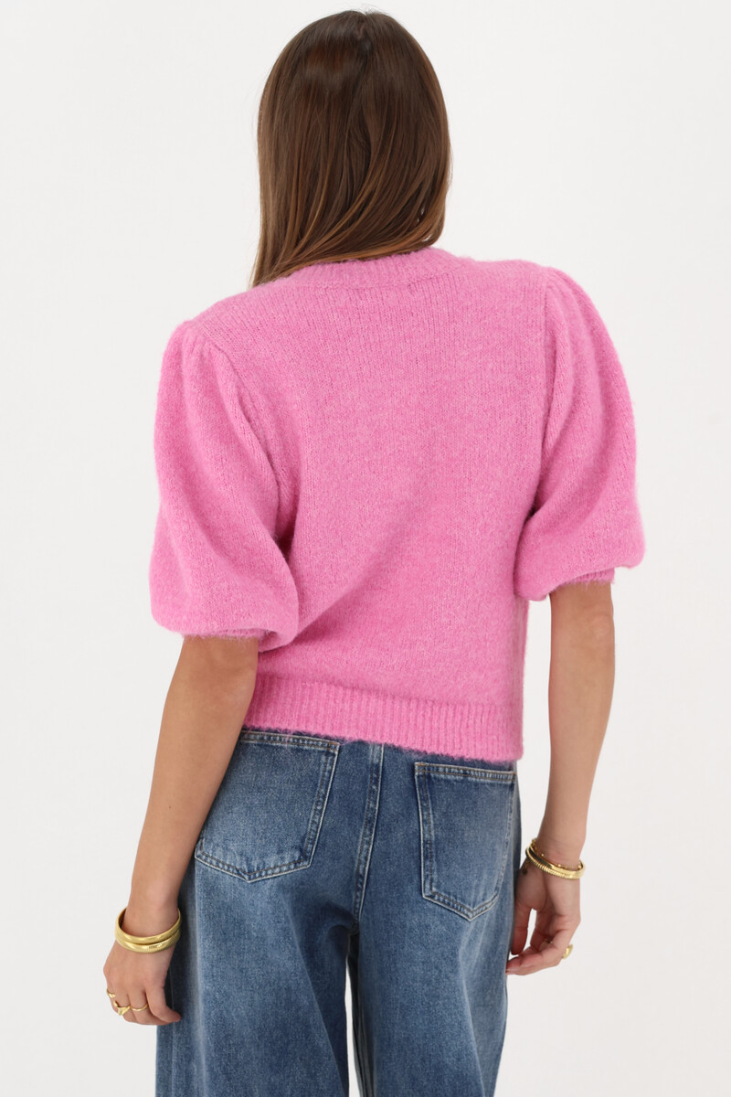 Pink cardigan with puff sleeves | My Jewellery