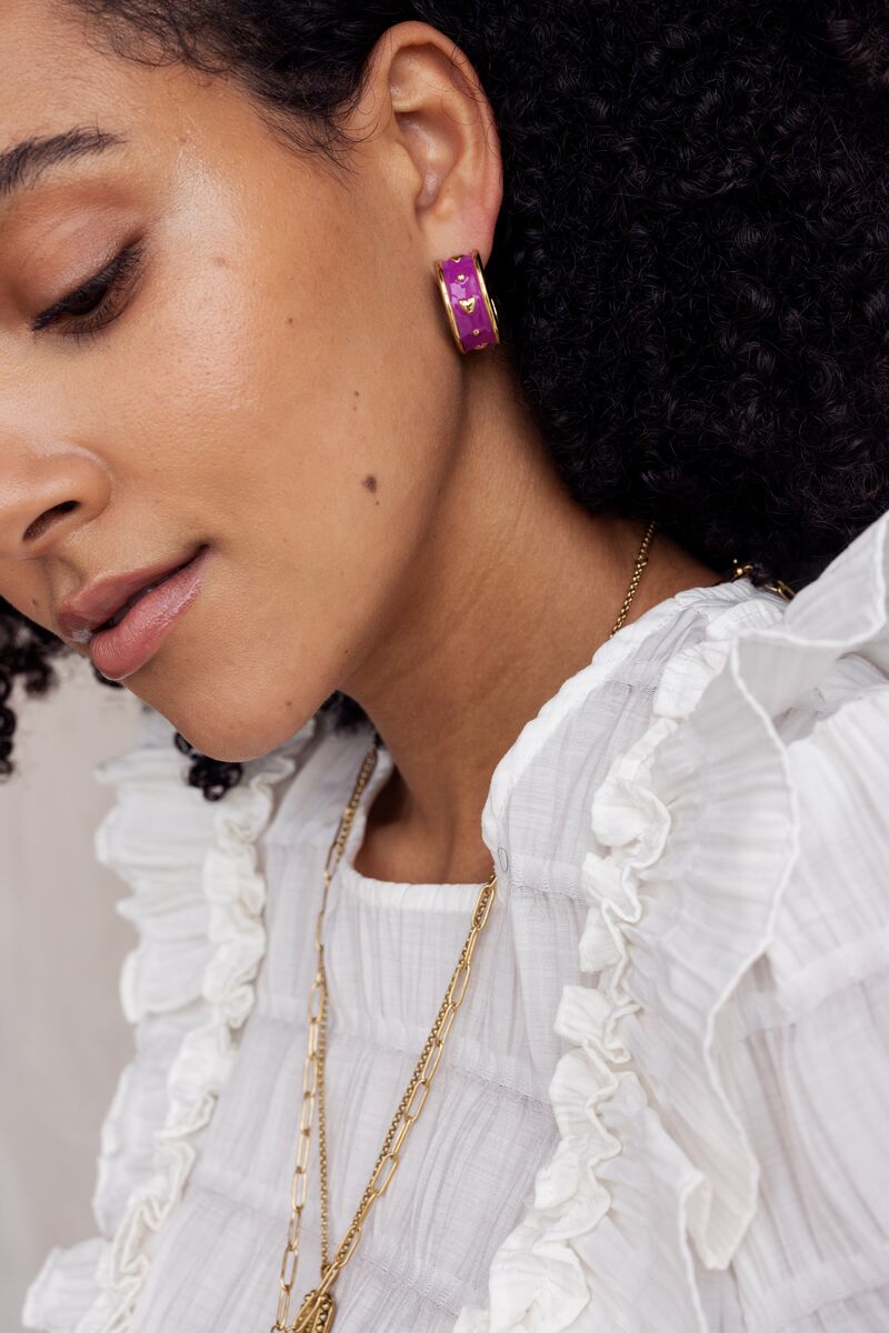 Sunrocks handpainted purple hoop earrings | My Jewellery