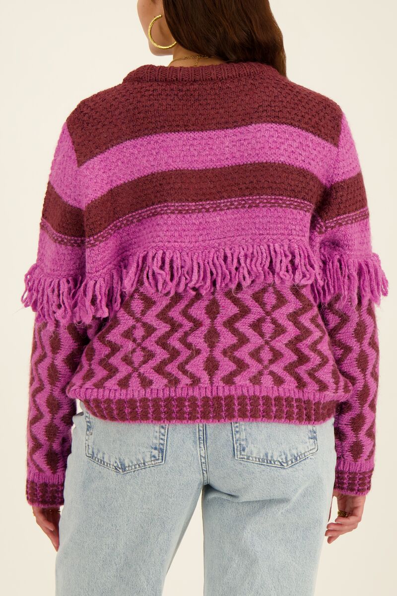 Purple-bordeaux jumper with fringes | My Jewellery
