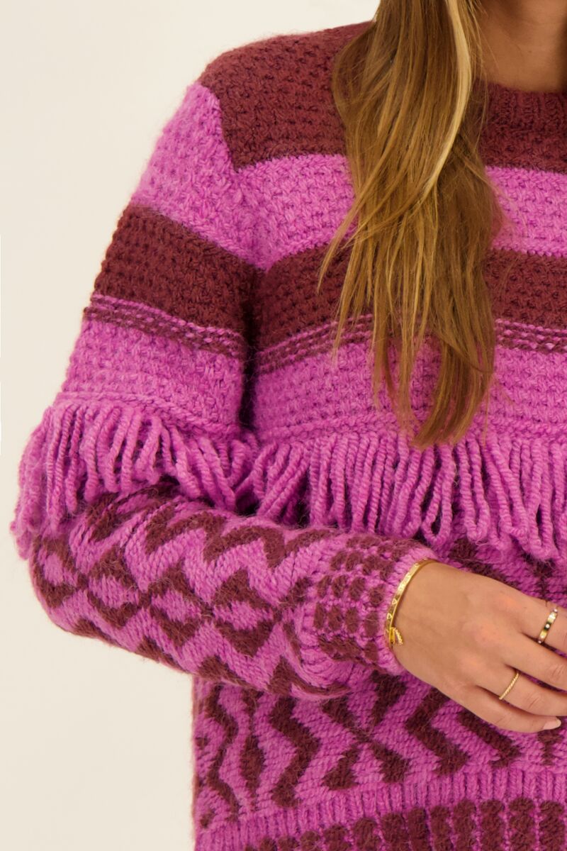 Purple-bordeaux jumper with fringes | My Jewellery