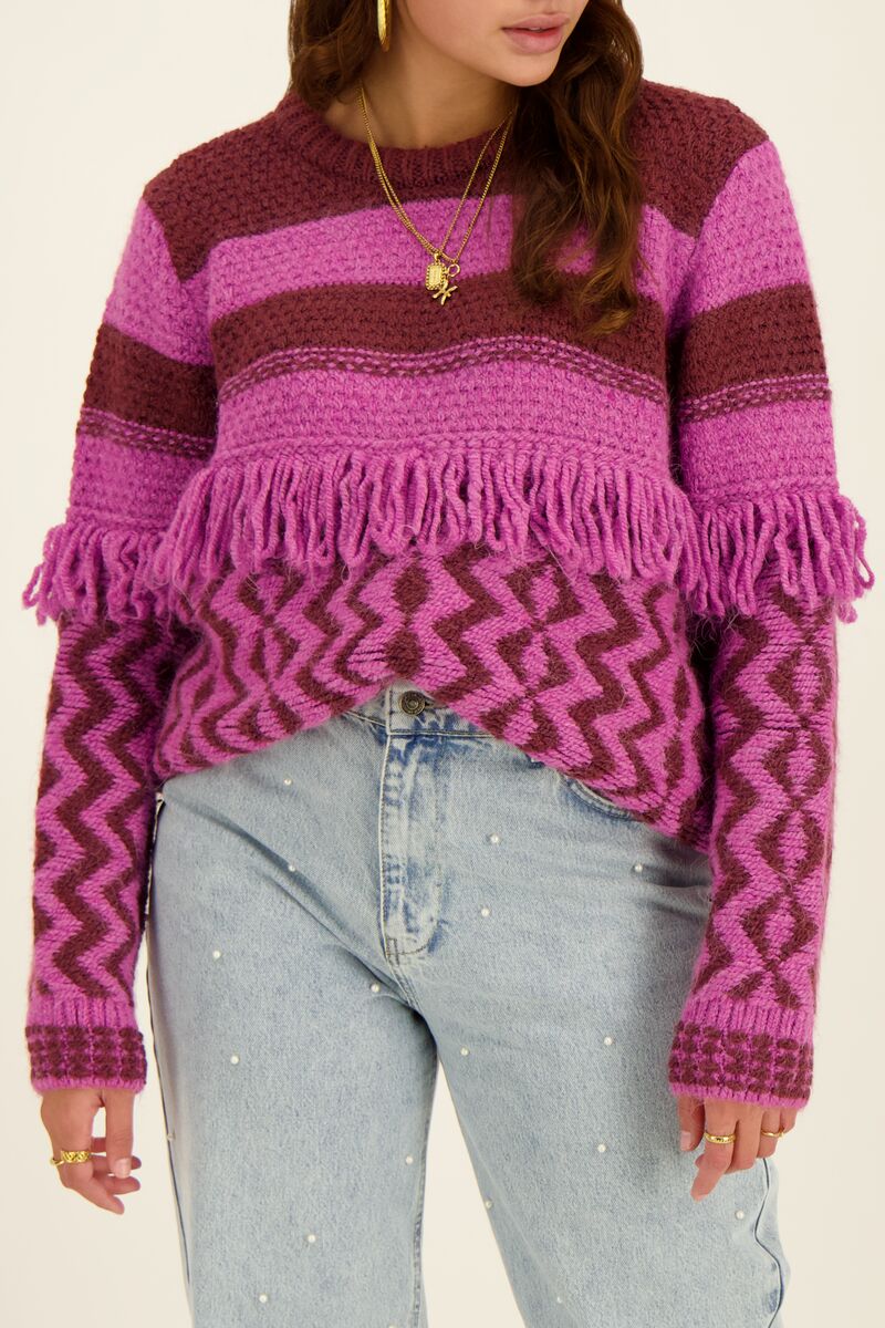 Purple-bordeaux jumper with fringes | My Jewellery