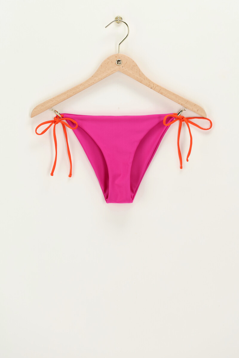 Purple bikini bottom with orange tie straps | My Jewellery
