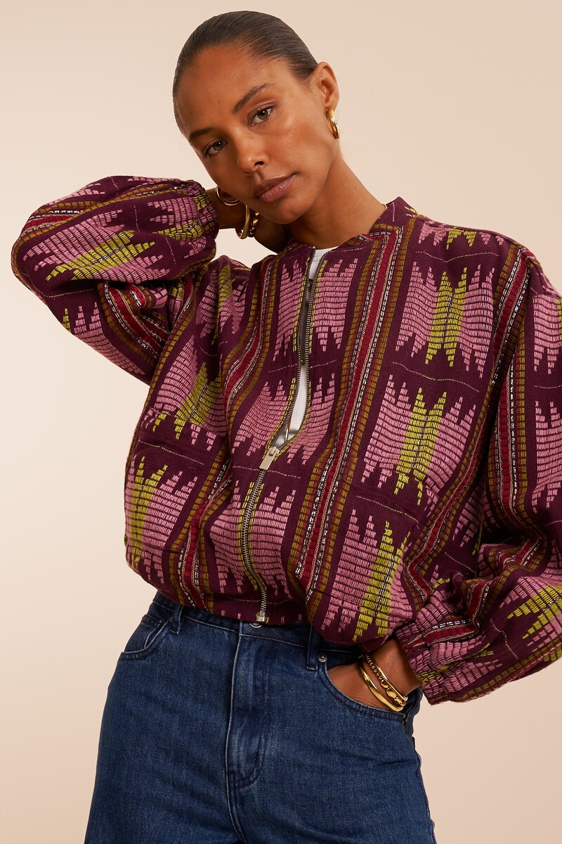 Purple bomber jacket with embroidery | My Jewellery