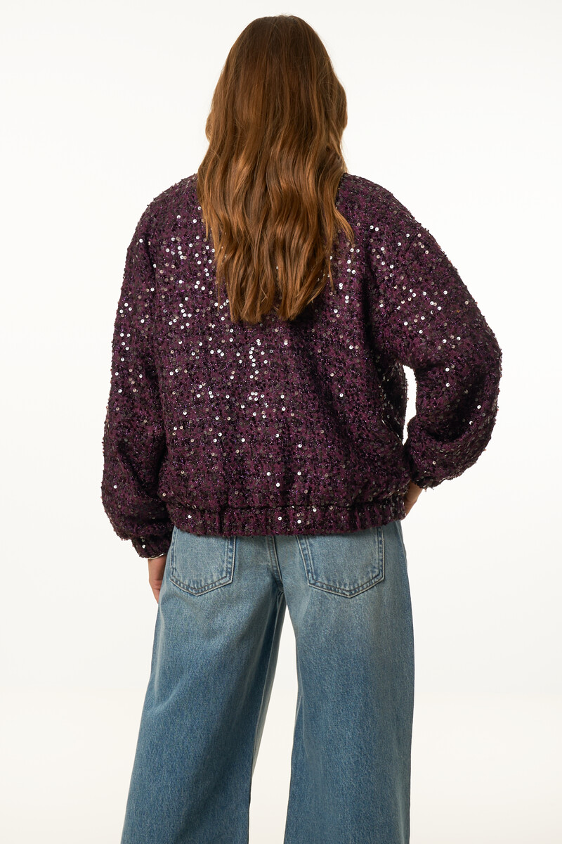 Purple bomber jacket with sequins | My Jewellery