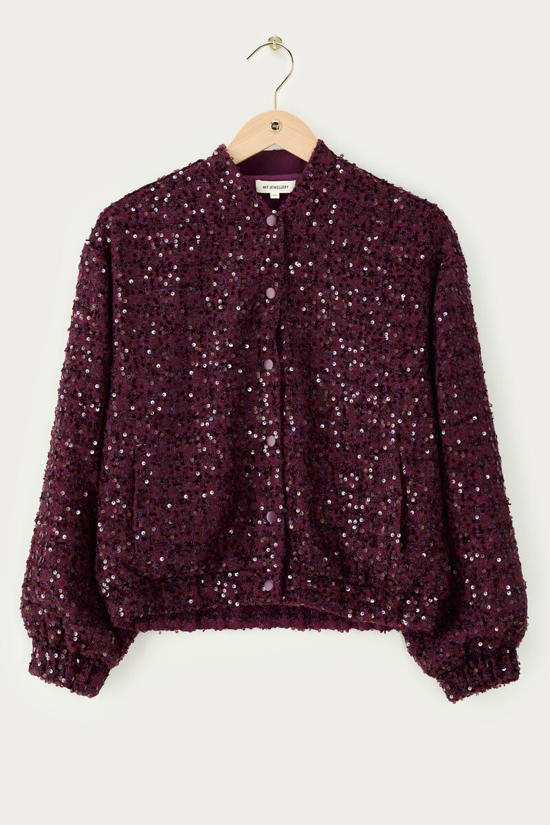 Purple bomber jacket with sequins | My Jewellery