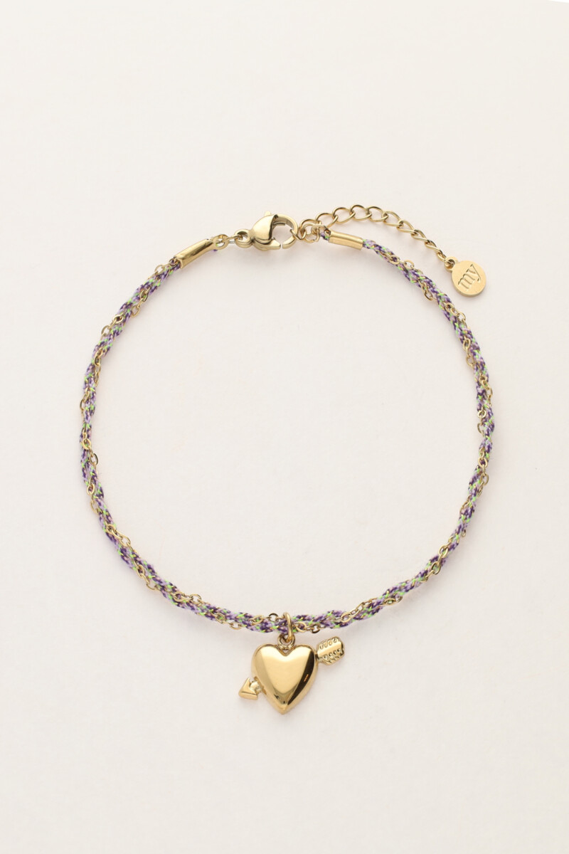 Purple cord bracelet with cupid heart | My Jewellery