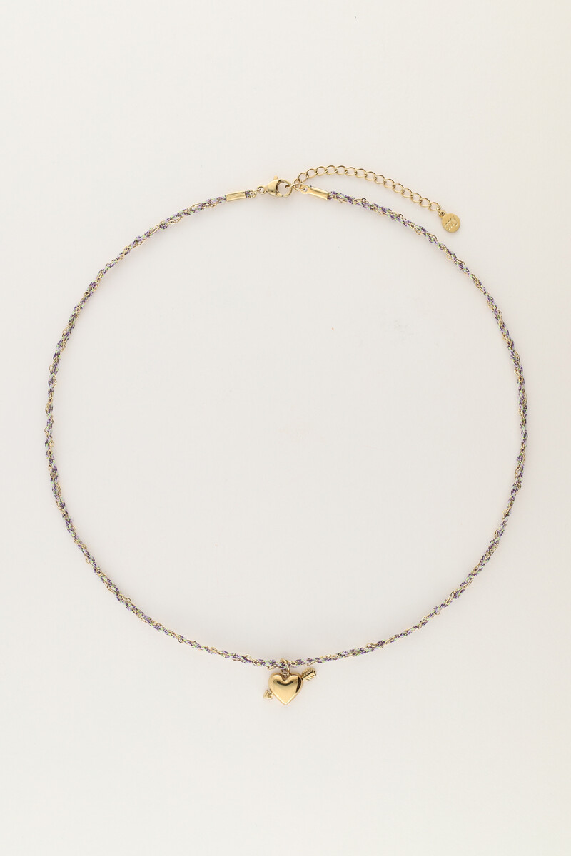 Purple cord necklace with cupid heart | My Jewellery