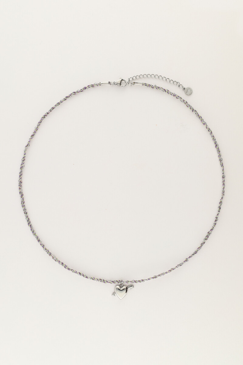 Sunrocks purple cord necklace with cupid heart