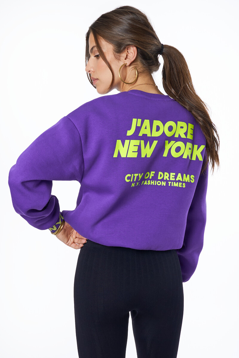 Purple sweater "J'adore" | My jewellery
