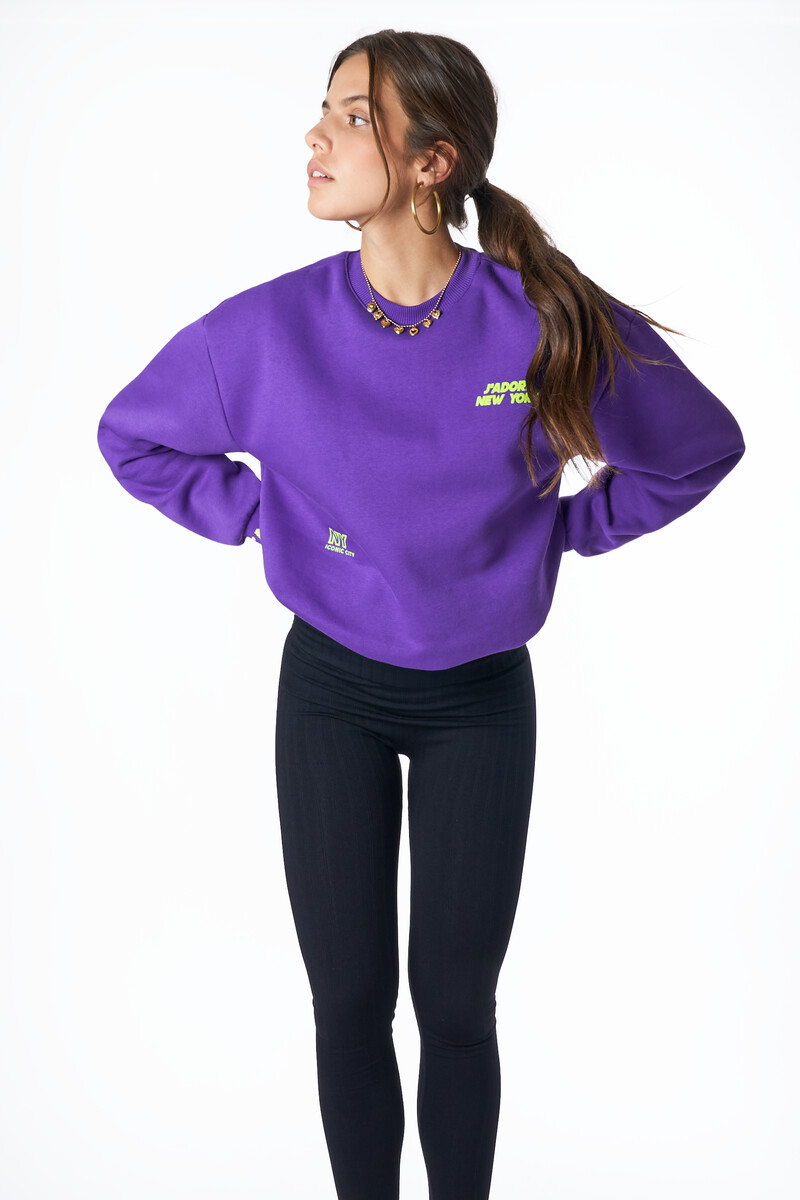 Purple sweater "J'adore" | My jewellery