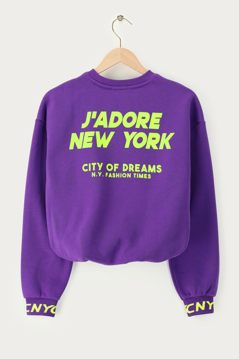 Purple sweater "J'adore" | My jewellery