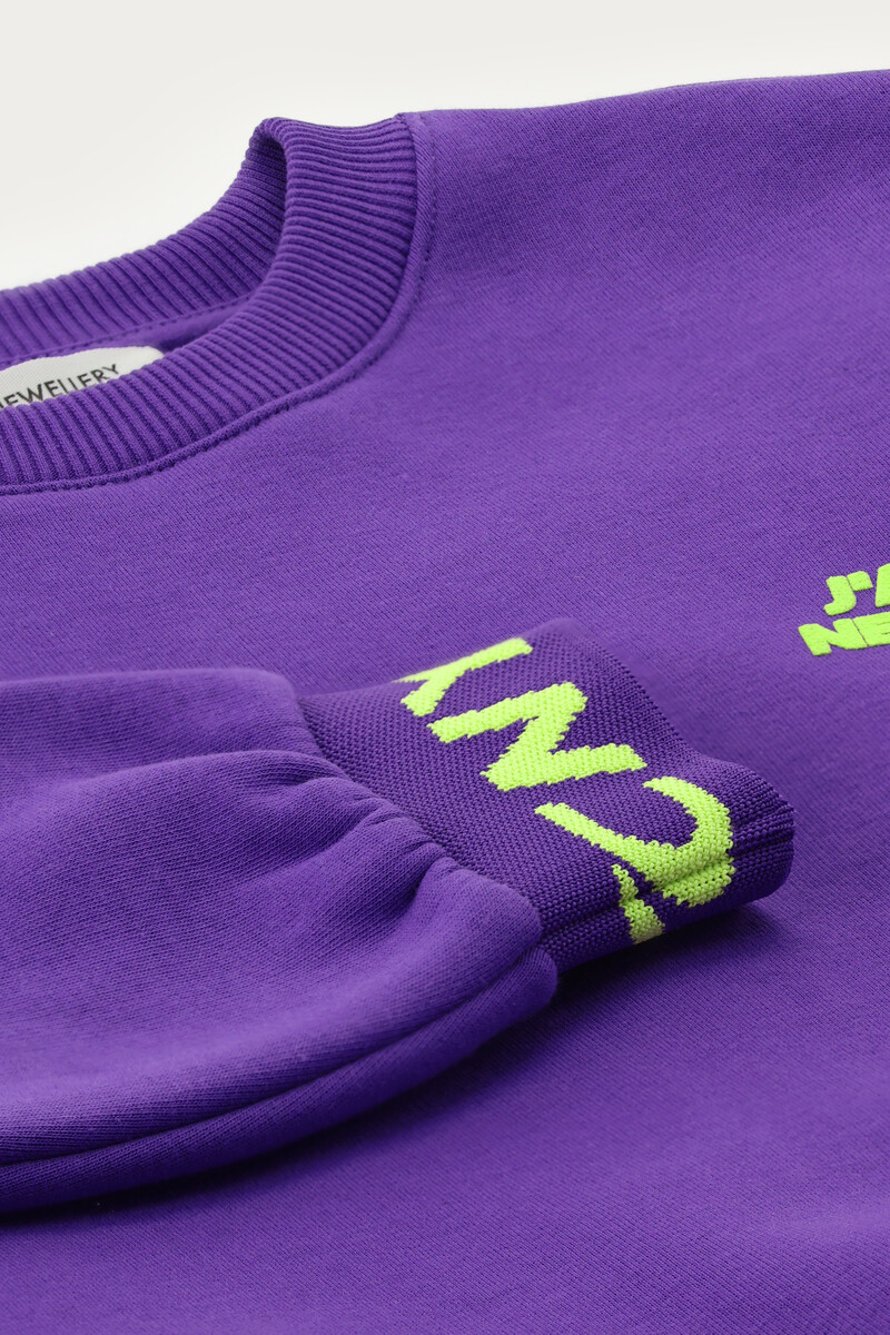 Purple sweater "J'adore" | My jewellery