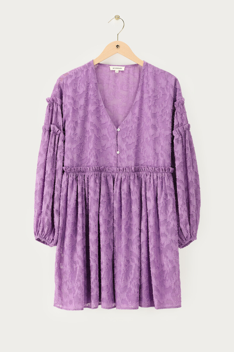 Purple jacquard dress with ruffles | My Jewellery