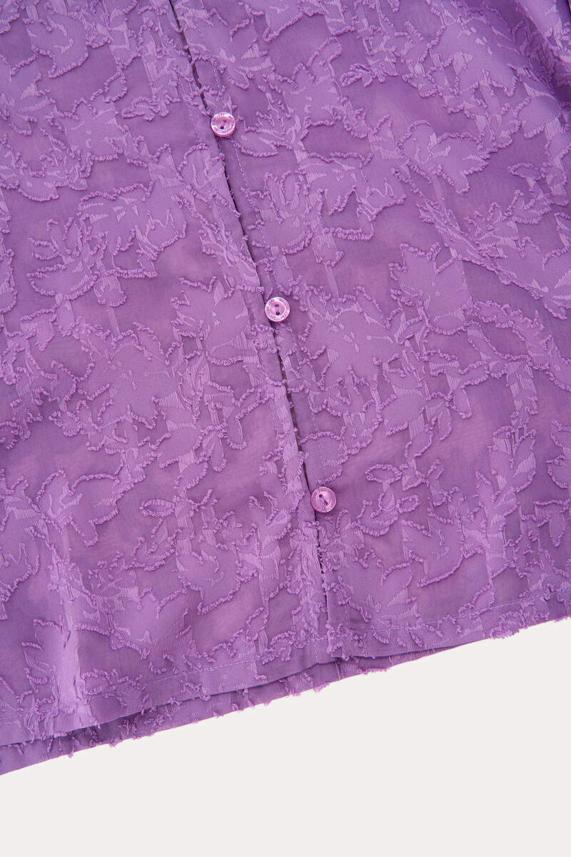 Purple jacquard top with short puff sleeves | My Jewellery