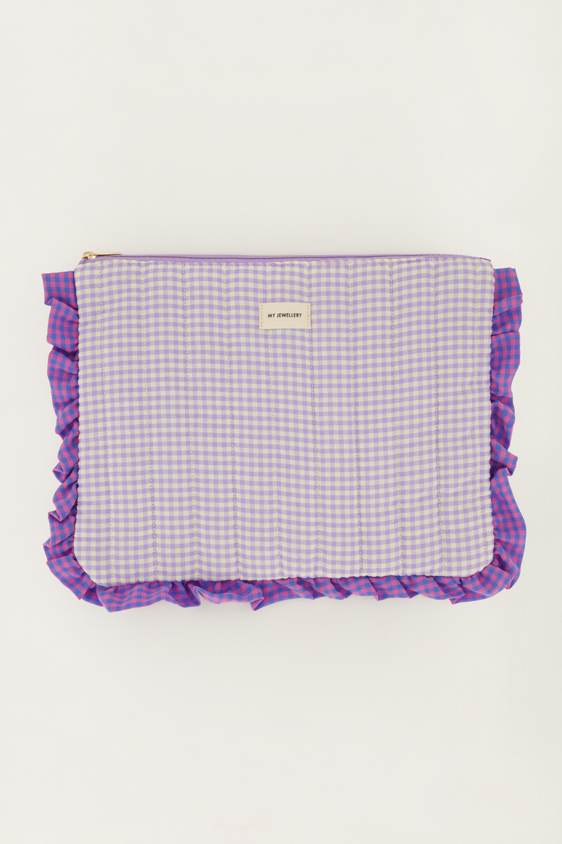 Purple laptop sleeve with ruffle and plaid | My Jewellery